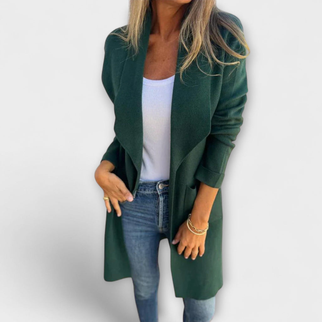 Eliane - Cardigan Long Élégant Gris
