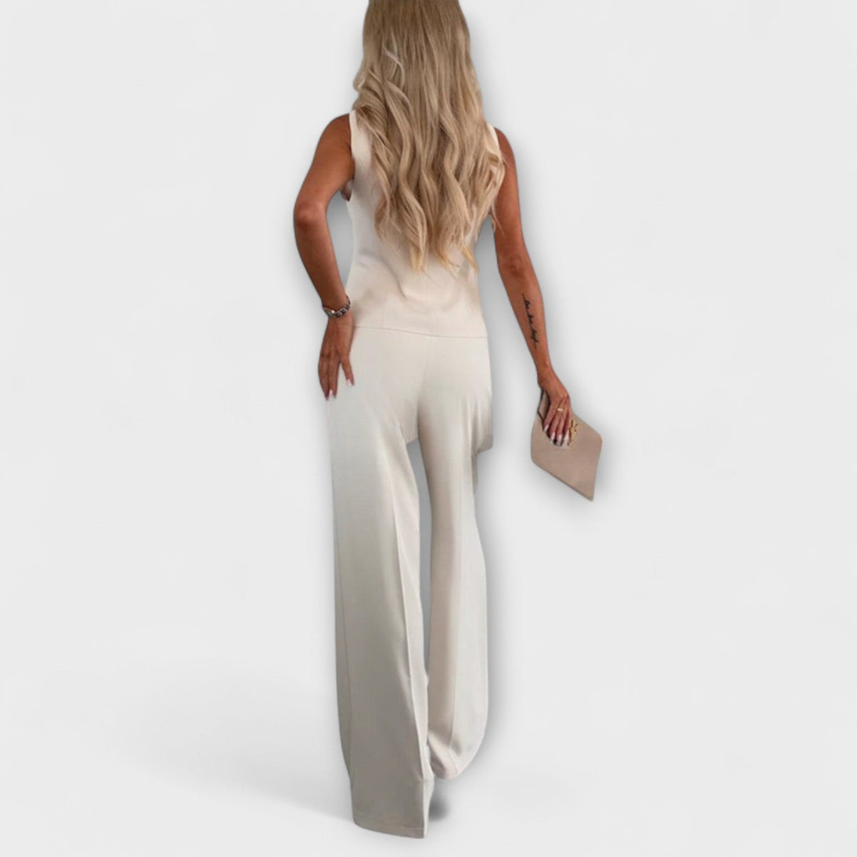 Wilhelmina - Ensemble Crème avec Gilet et Pantalon