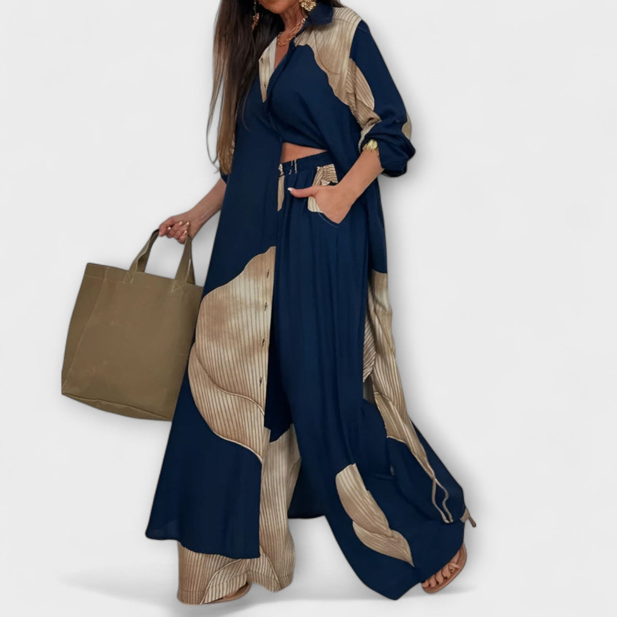Moriel - Ensemble Crème avec Long Cardigan