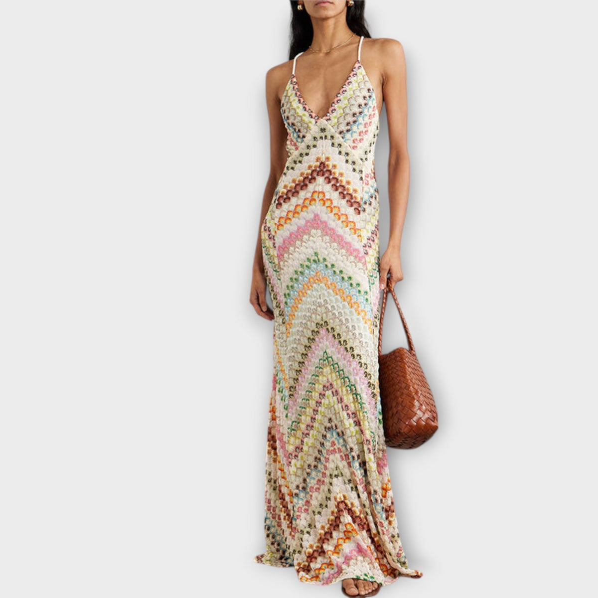 Remi - Robe Longue à Motif Chevrons Coloré