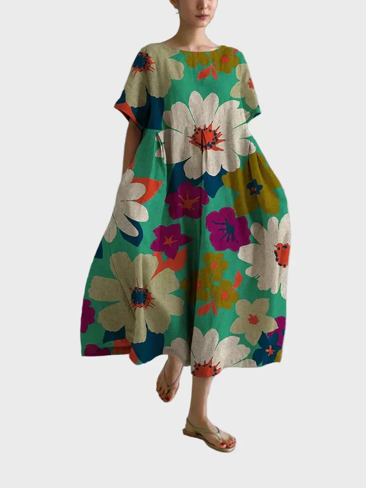 Robe Turquoise à Motif Floral