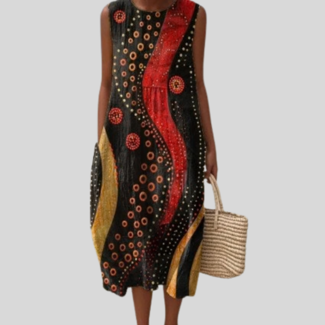 Robe Noire à Motif Bohème