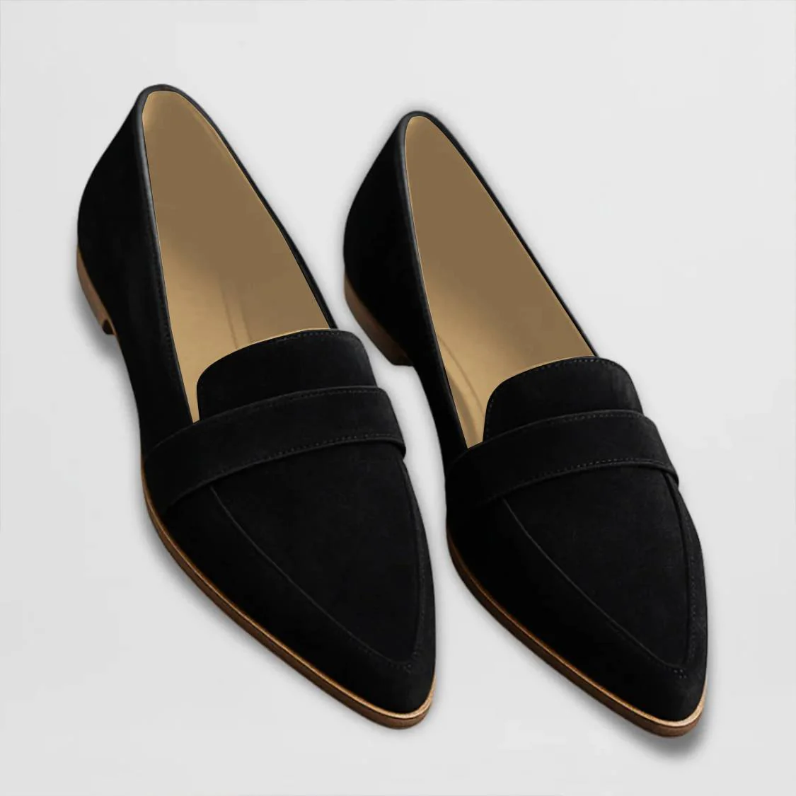 Ottilie - Mocassins Pointus en Daim Noir