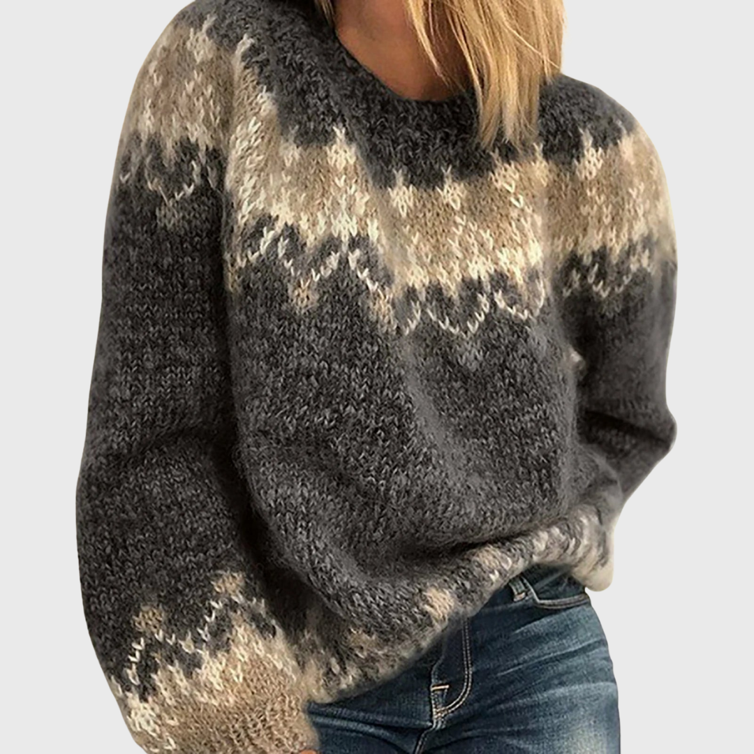 Nikola | Pull Confortable Marron à Motif Norvégien