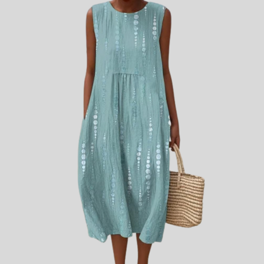 Robe en Lin Vert Menthe à Motif Ajouré