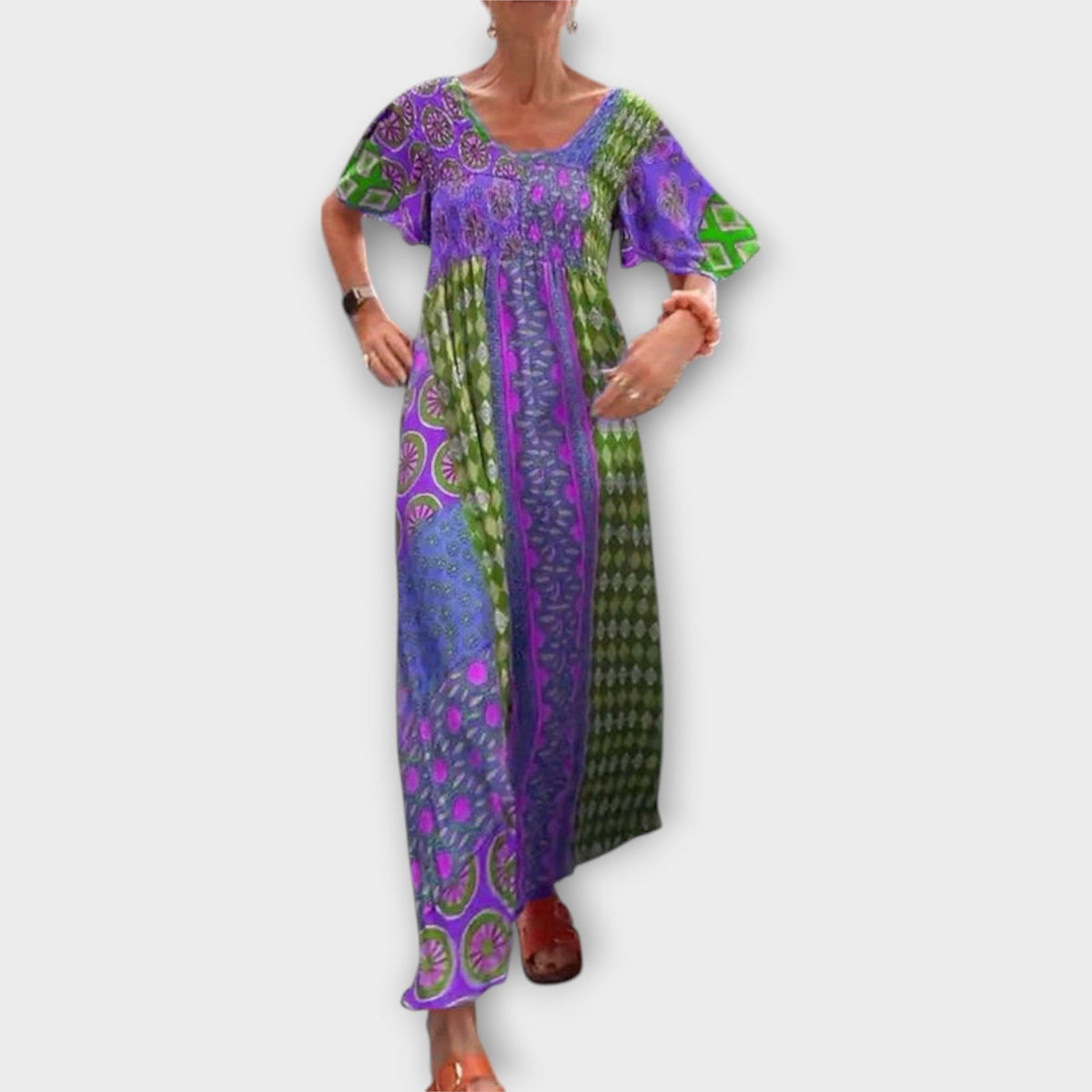 Melania - Robe Bohème Colorée à Motif Ethnique