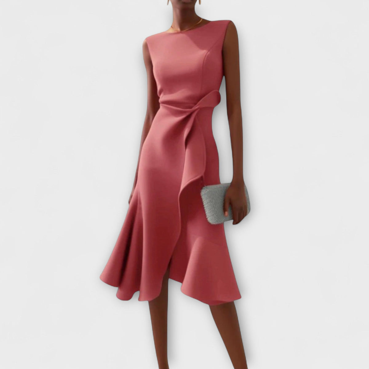 Juliette - Robe Midi Asymétrique Drapée Rouille