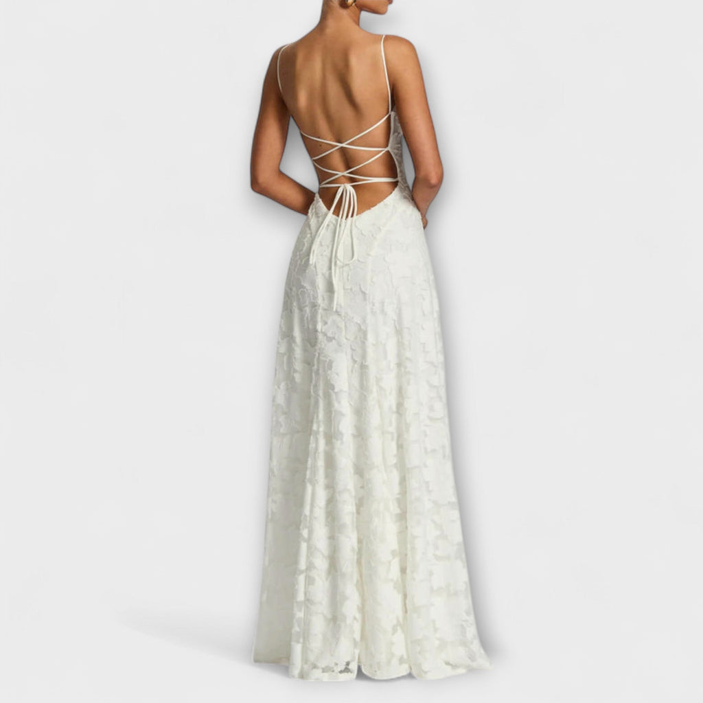 Emberly - Robe Longue Jacquard Blanche
