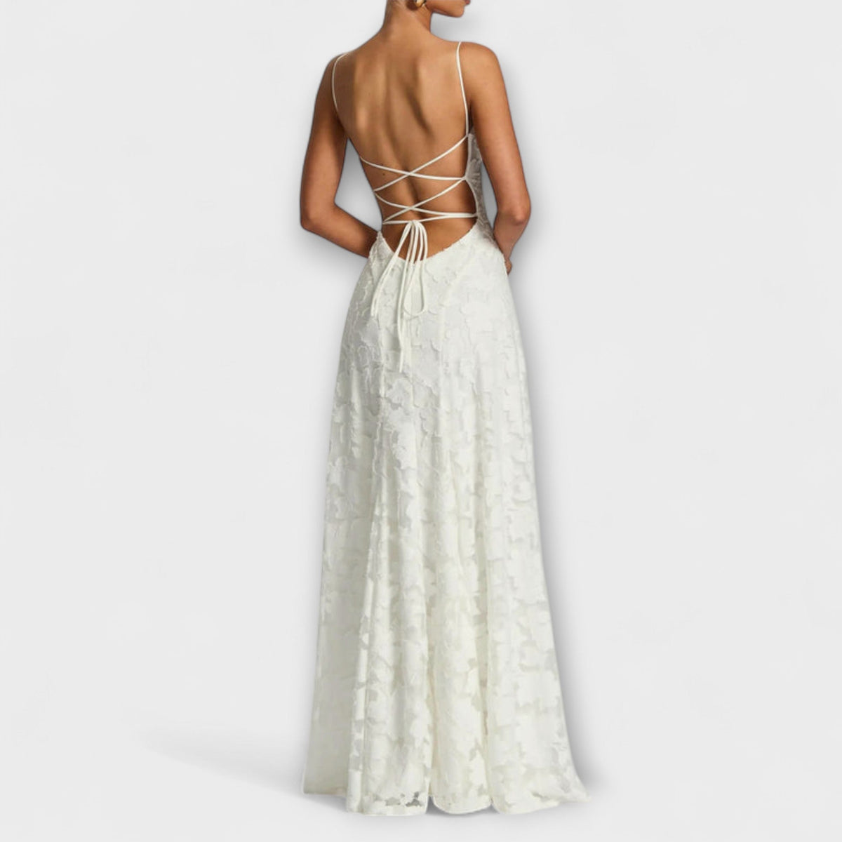 Emberly - Robe Longue Jacquard Blanche