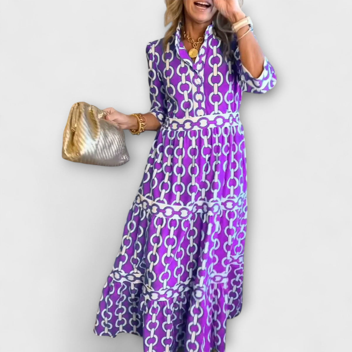 Juliette - Robe Midi à Motif Chaînes