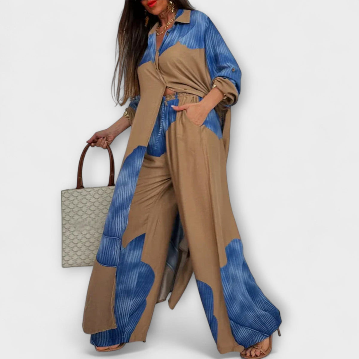 Moriel - Ensemble Crème avec Long Cardigan