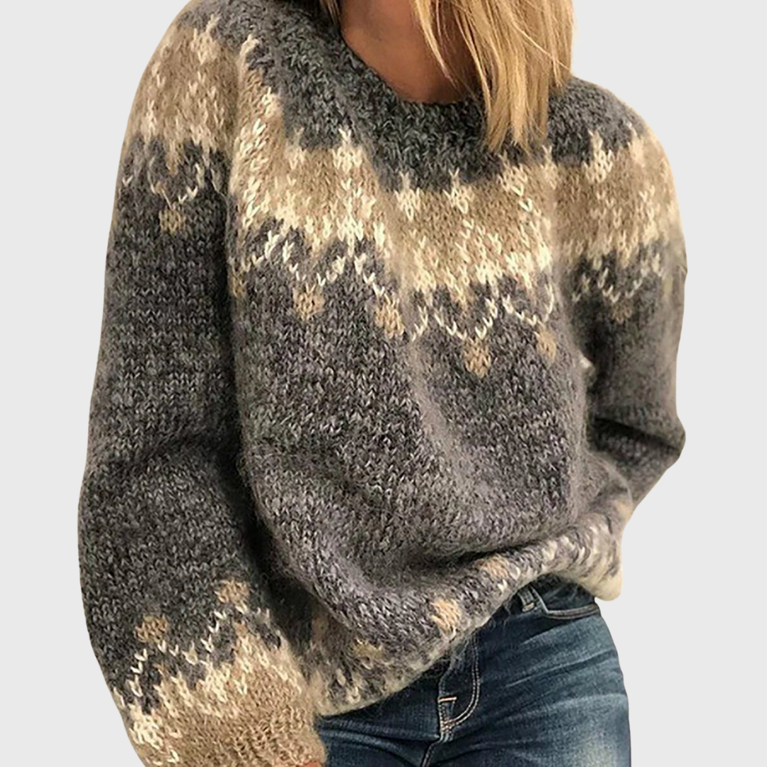 Nikola | Pull Confortable Marron à Motif Norvégien