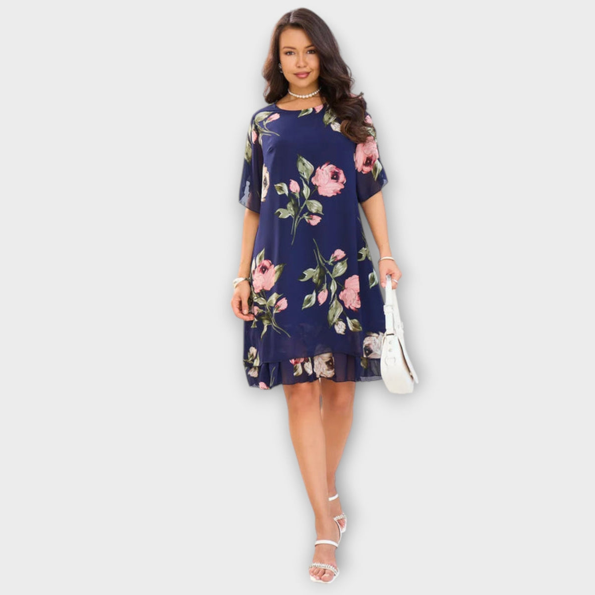 Melin - Robe en Mousseline Noire à Motif Floral