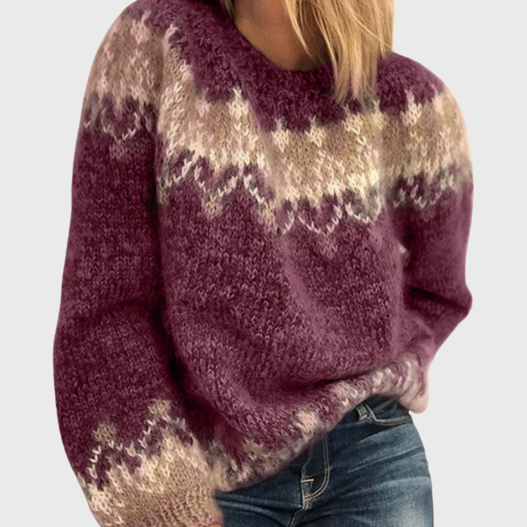 Nikola | Pull Confortable Marron à Motif Norvégien