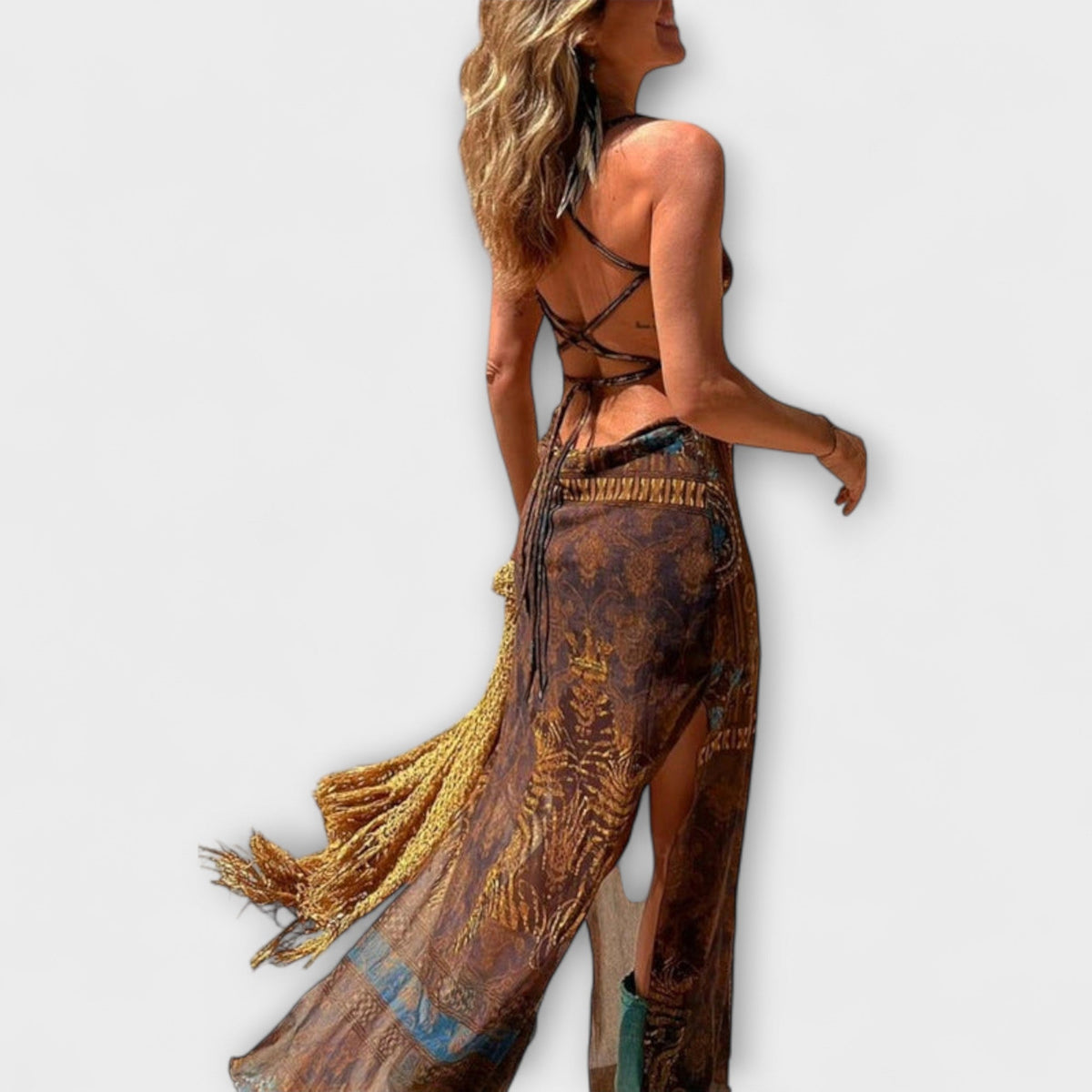 Fee - Robe Midi Marron Col Bénitier