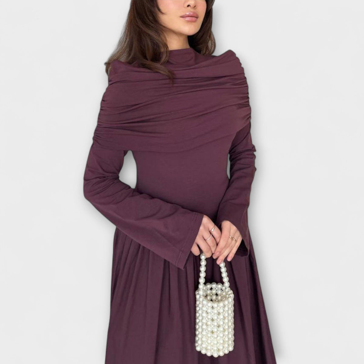 Jessica - Robe Plissée Décontractée Violette