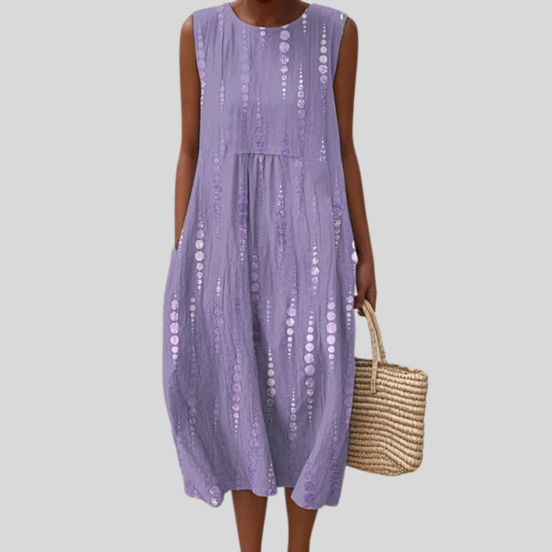 Robe en Lin Lilas à Pois