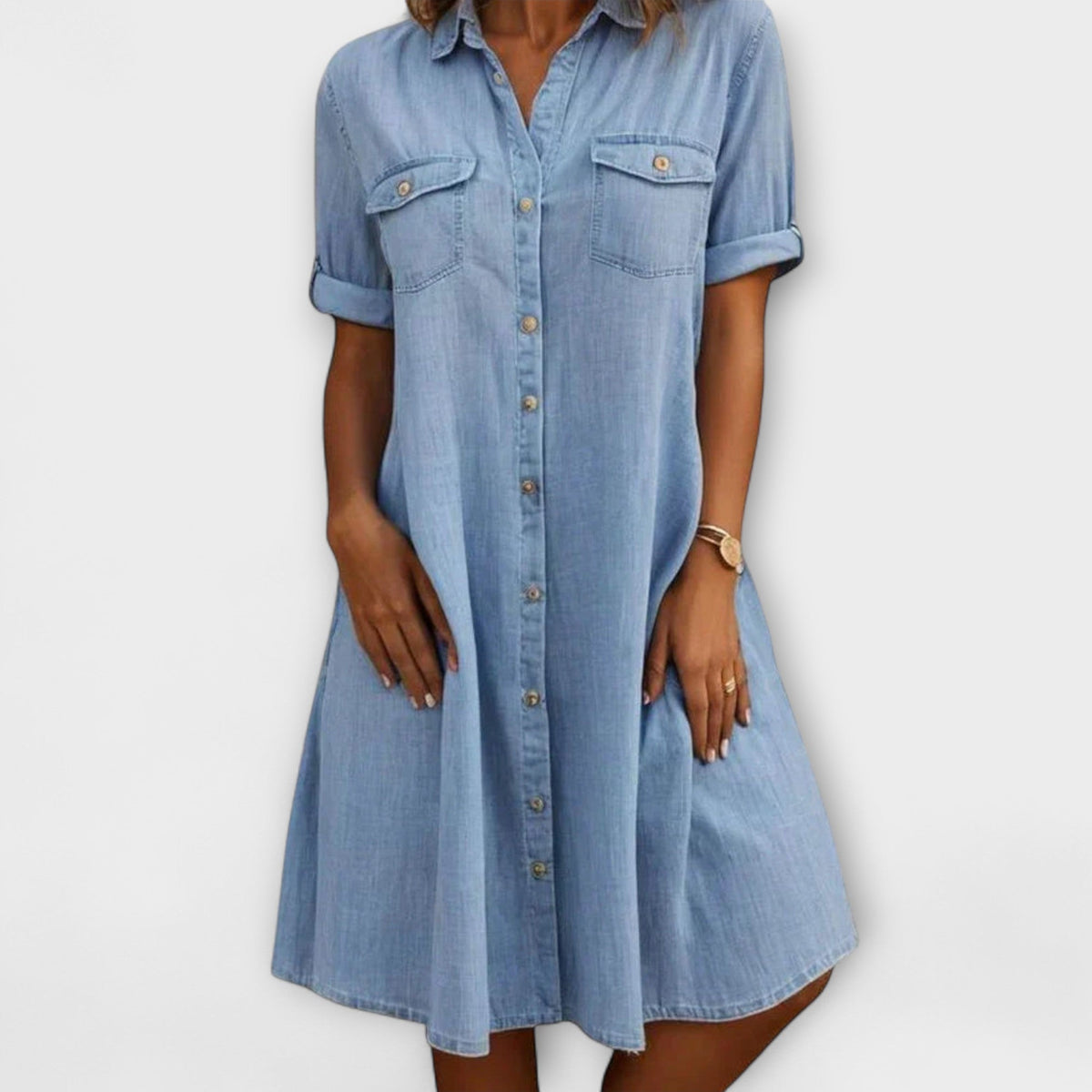 Robe Trapèze Décontractée Bleu Jean