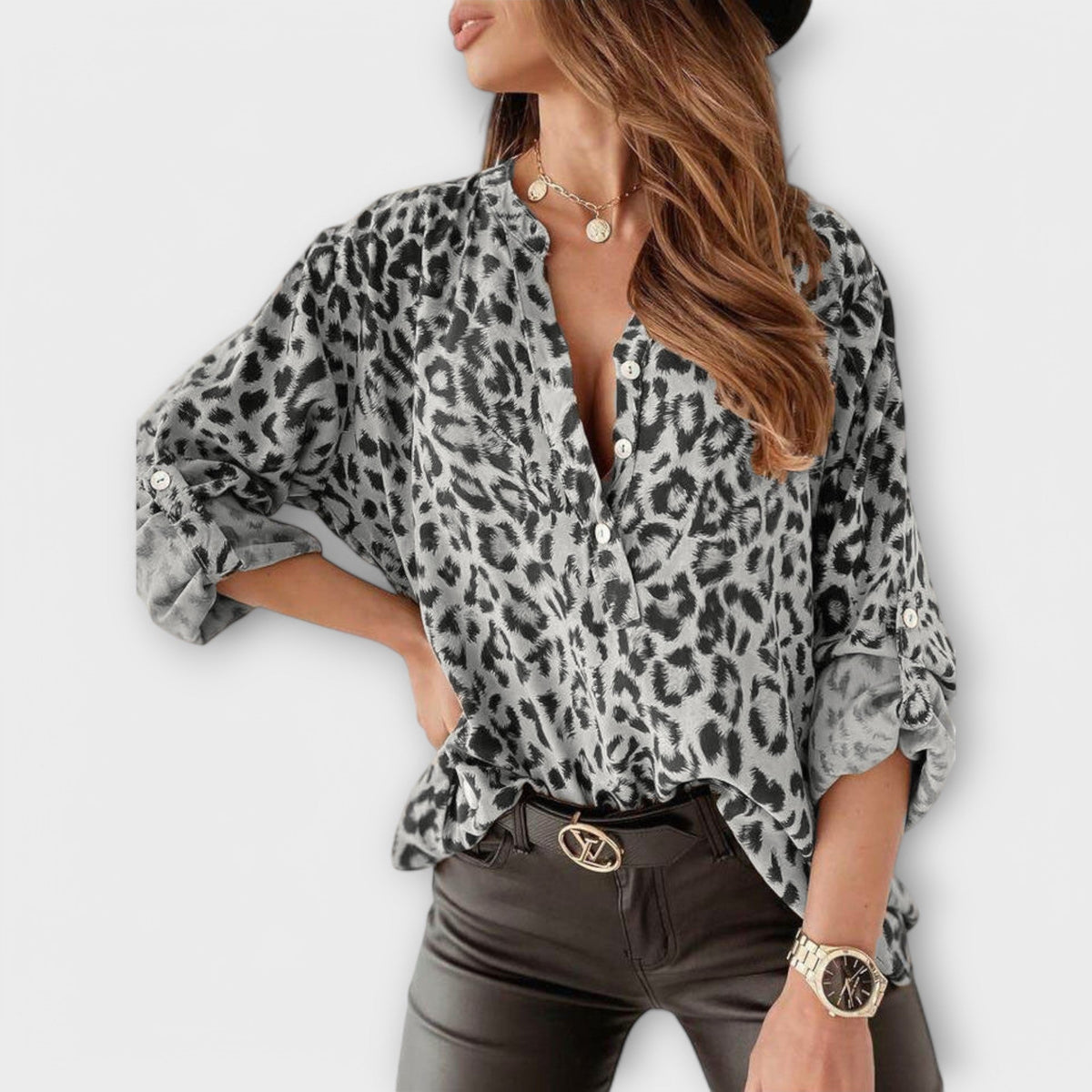 Clara - Chemisier Tendance à Motif Léopard