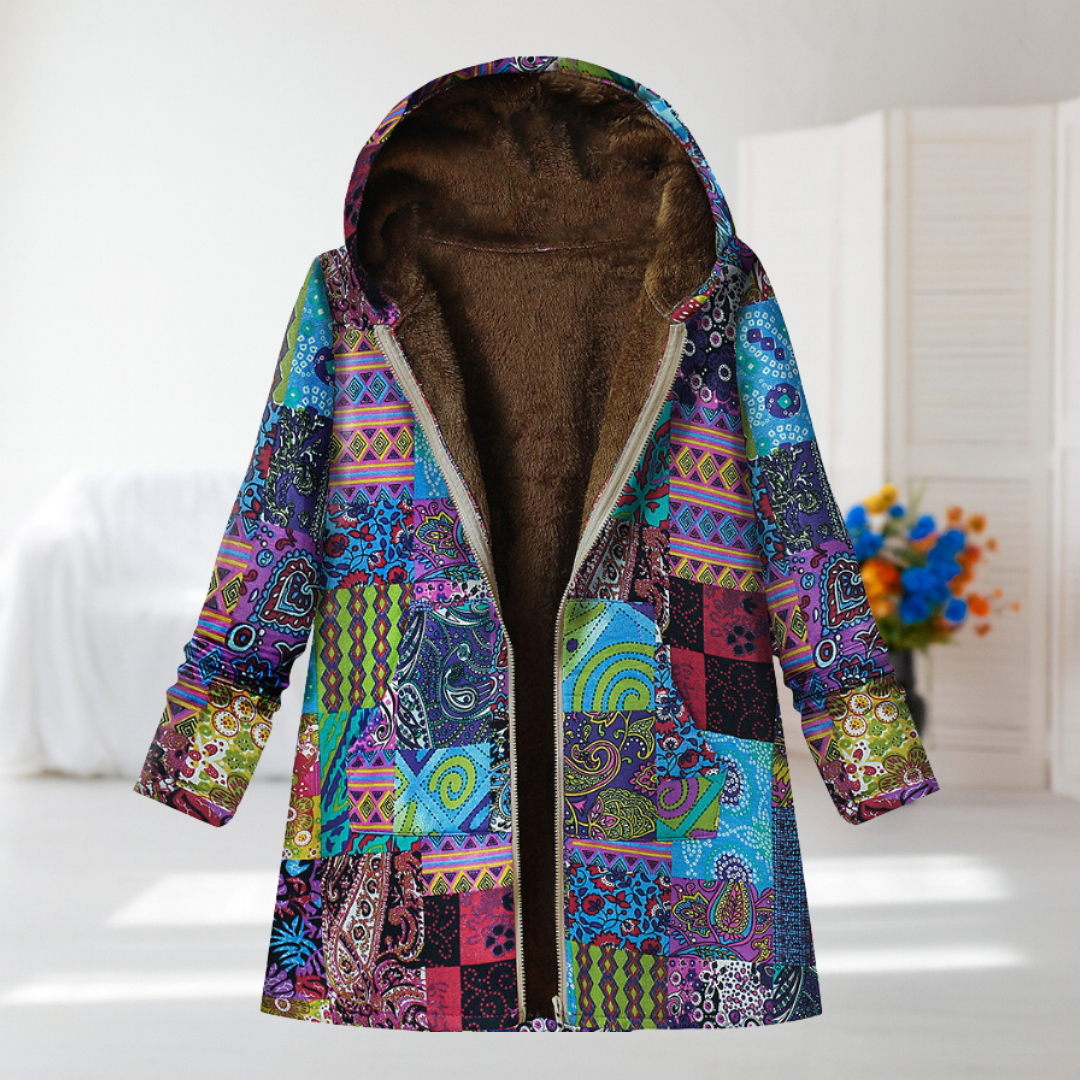 Elisa | Manteau à Motif Patchwork Cachemire