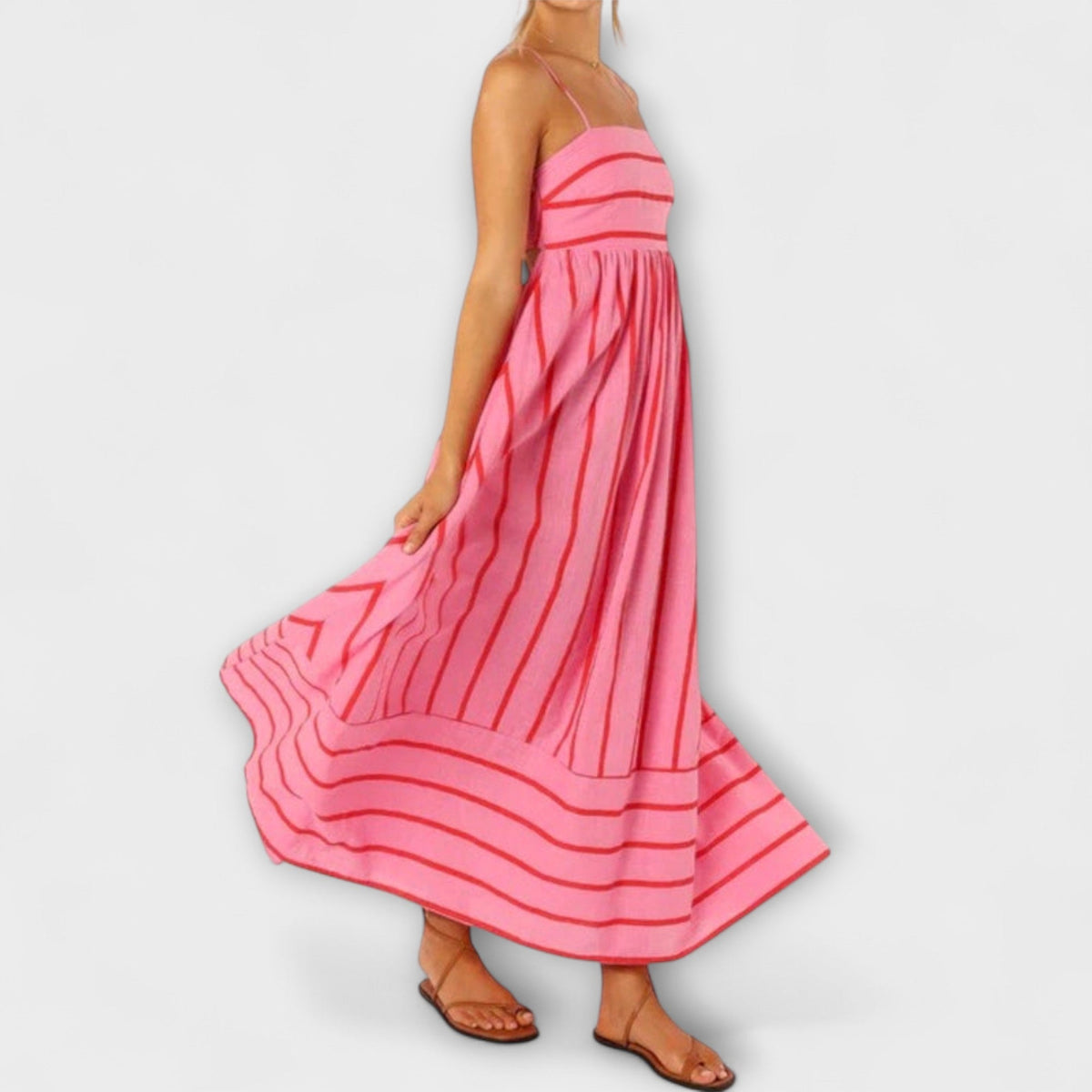 Svea - Robe Longue Rose Rayée