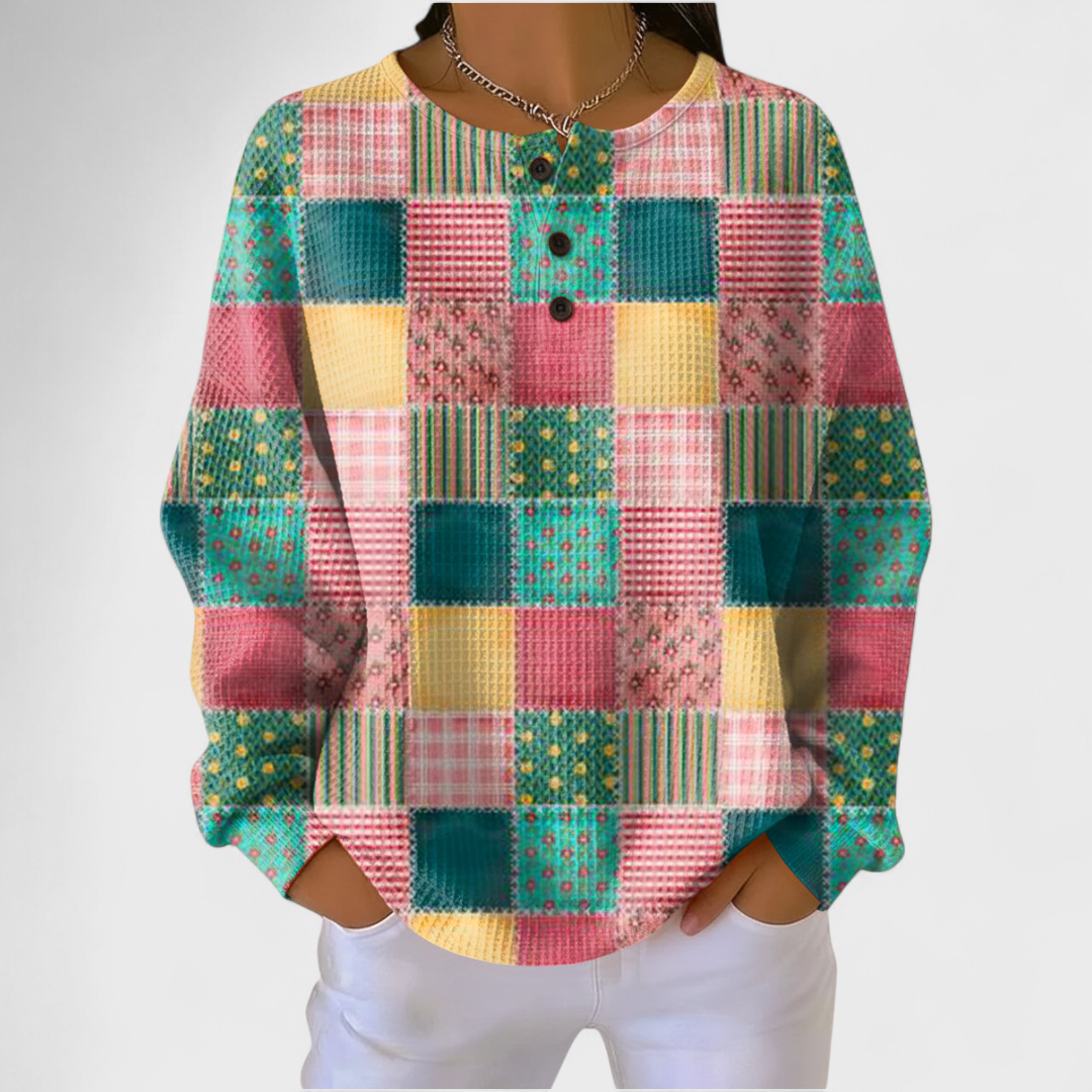 Agnes - Pull à Motif Patchwork Coloré