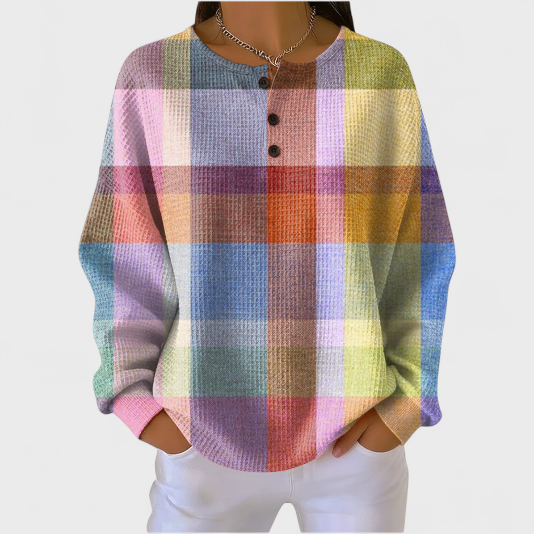 Adèle - Pull à Carreaux Colorés