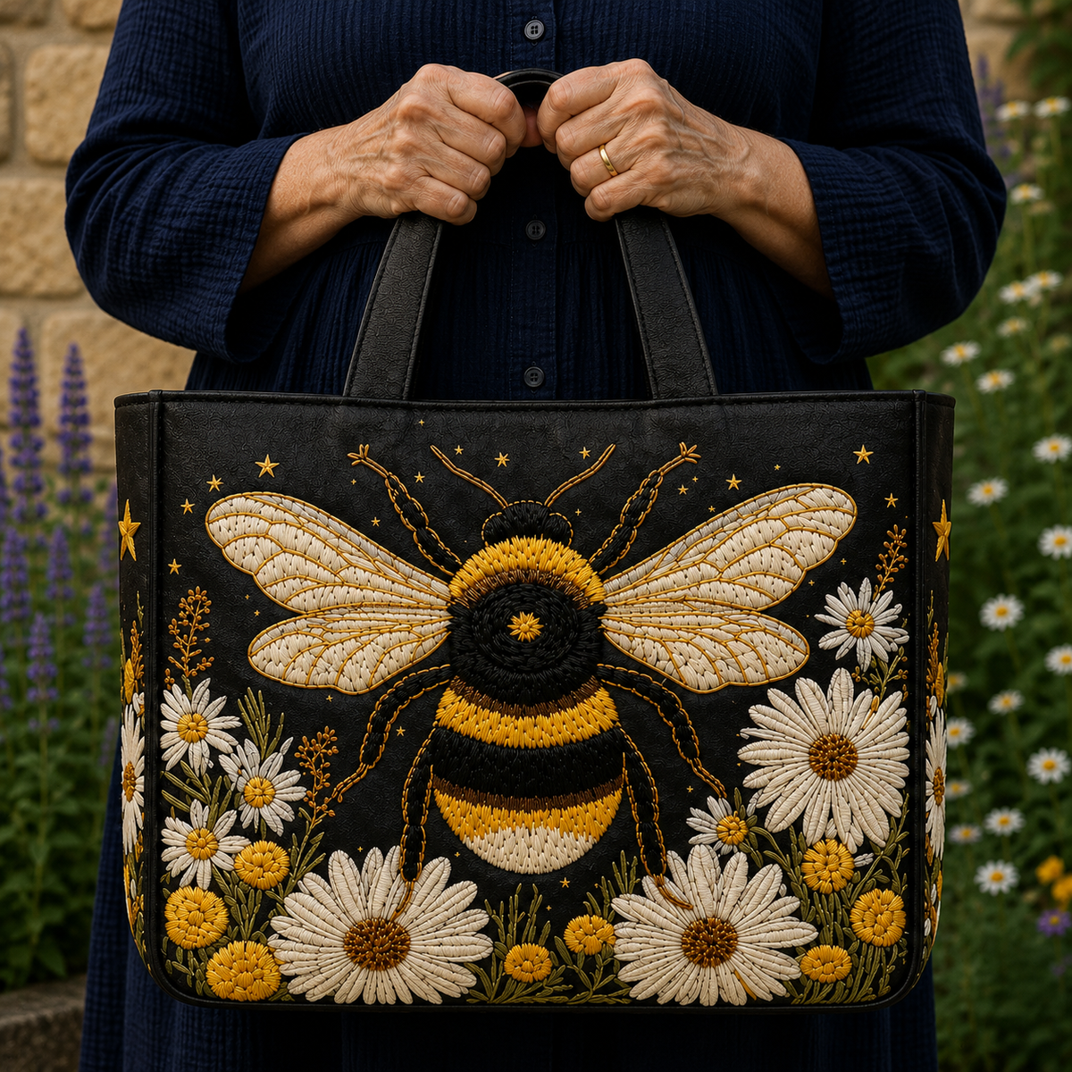 Abeille et Sept Fleurs | Sac matelassé