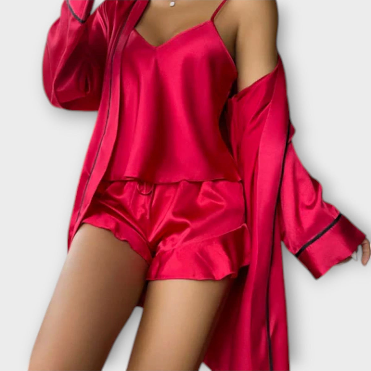 Félicité - Ensemble Pyjama 3 Pièces en Satin Rose