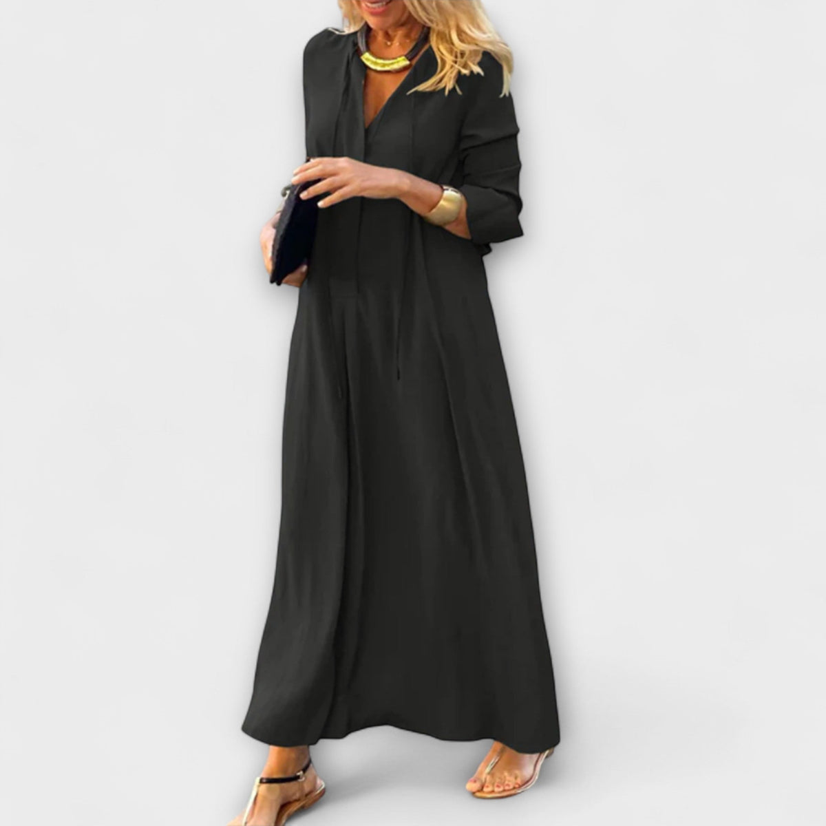 Hannalore - Robe Longue Confortable Noire