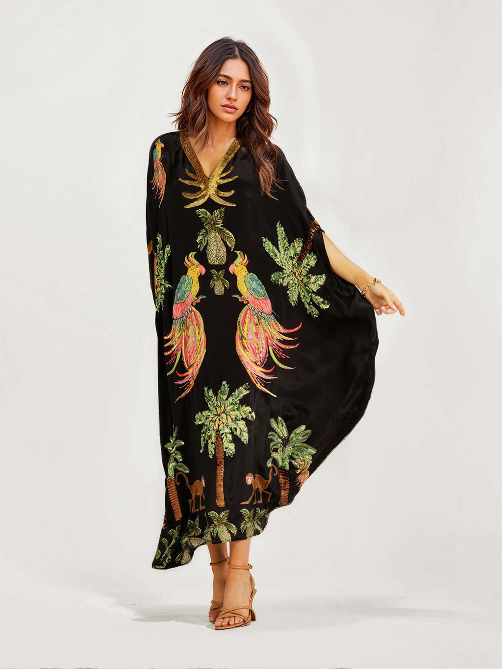 Alessandra - Robe Longue Noire à Motif