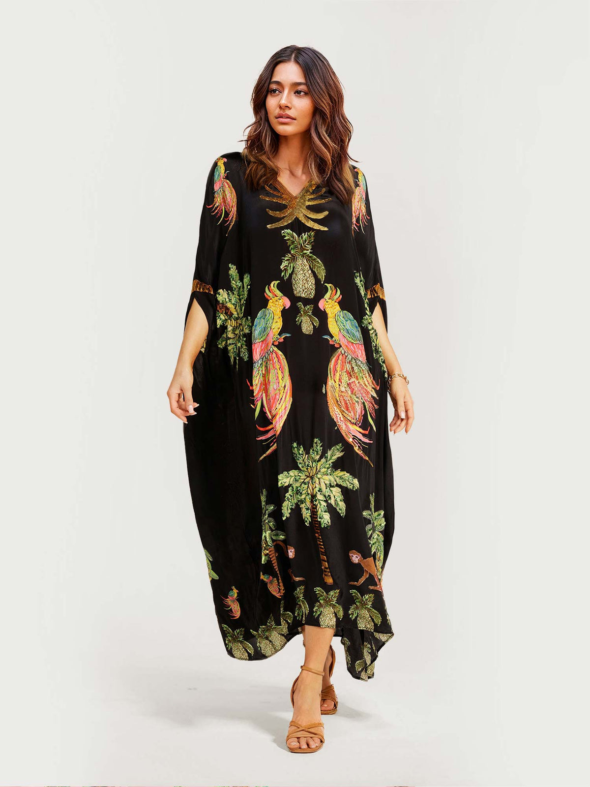 Alessandra - Robe Longue Noire à Motif
