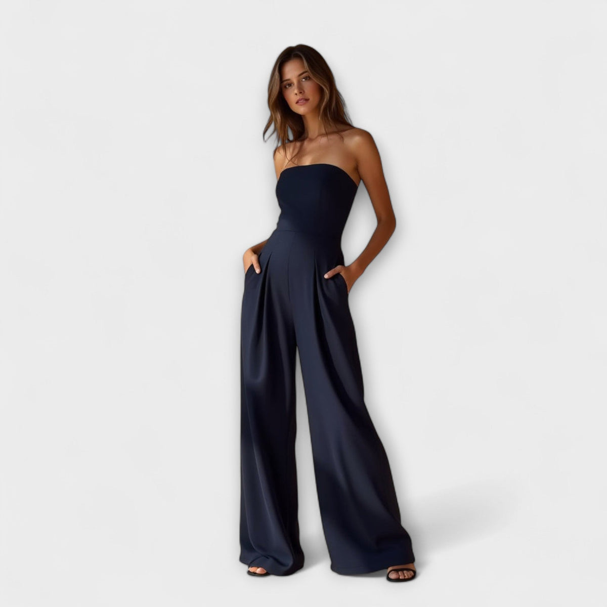 Amélie - Combinaison Bandeau Élégante Bleu Foncé