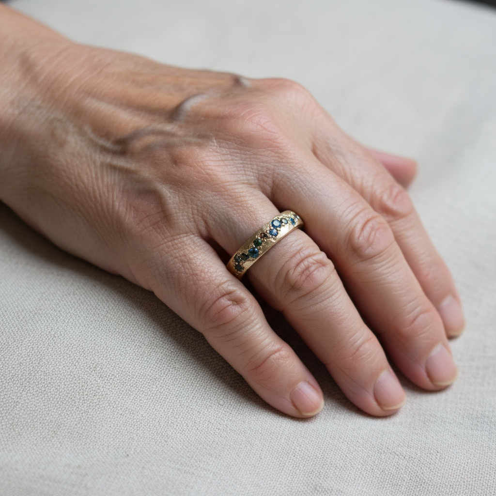 Bague vintage dorée à zircones