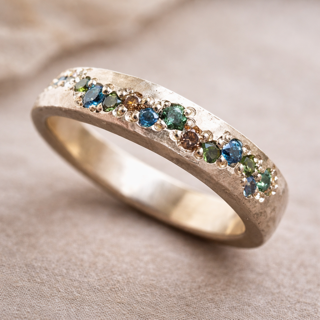 Bague vintage dorée à zircones