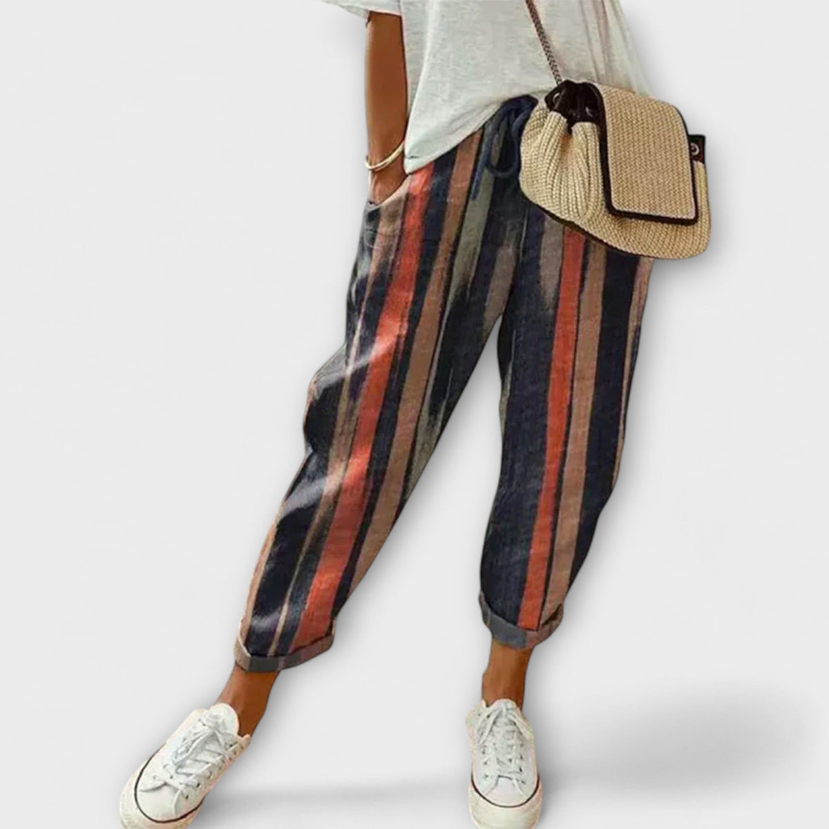 Gudrun - Pantalon Confortable à Rayures