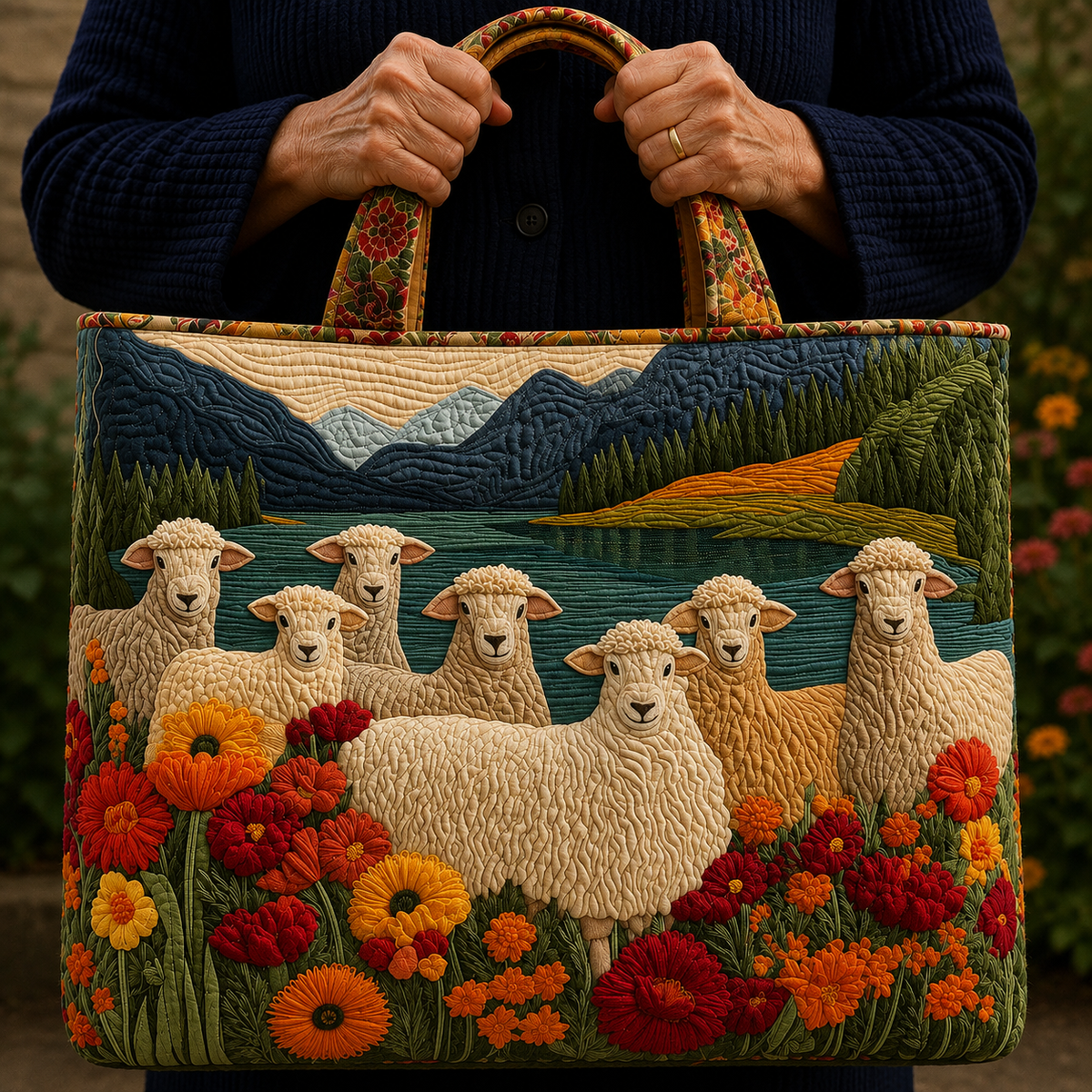 Agneaux au Bord du Lac | Sac matelassé