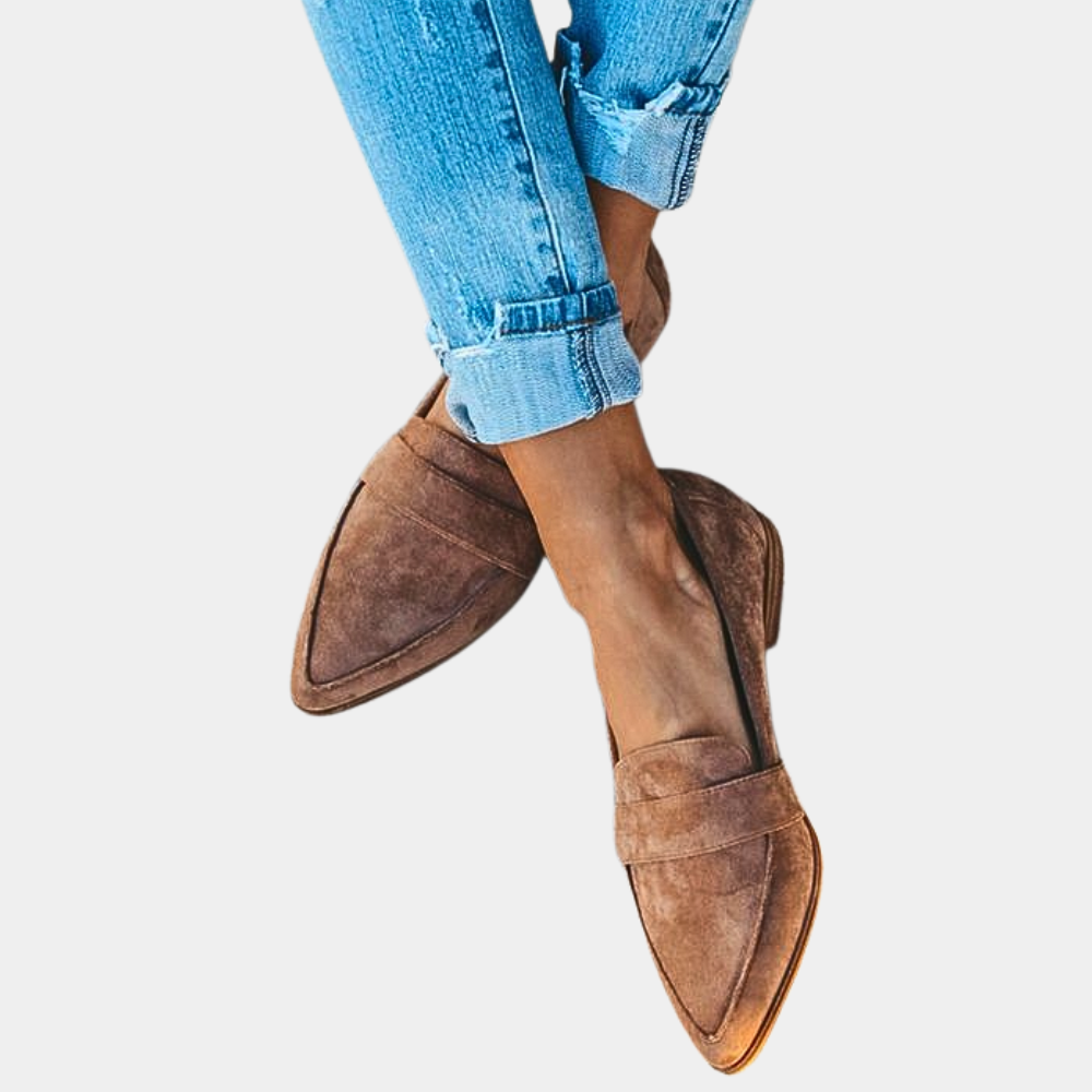 Ottilie - Mocassins Pointus en Daim Noir