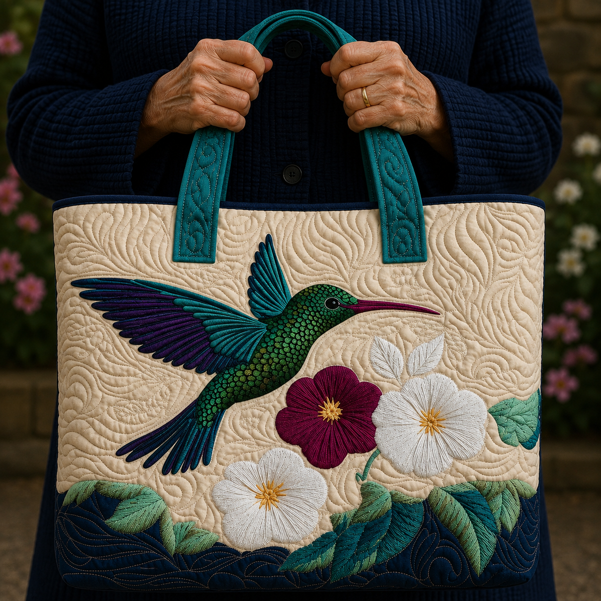 Fleurs et Colibri | Sac matelassé
