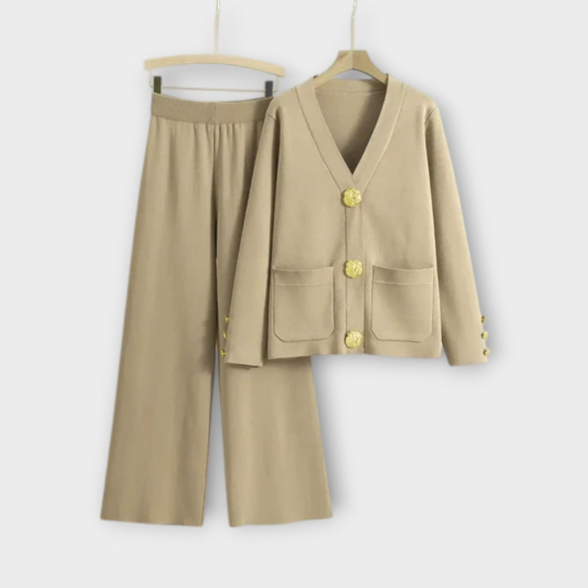 Angela - Ensemble Élégant Crème avec Cardigan