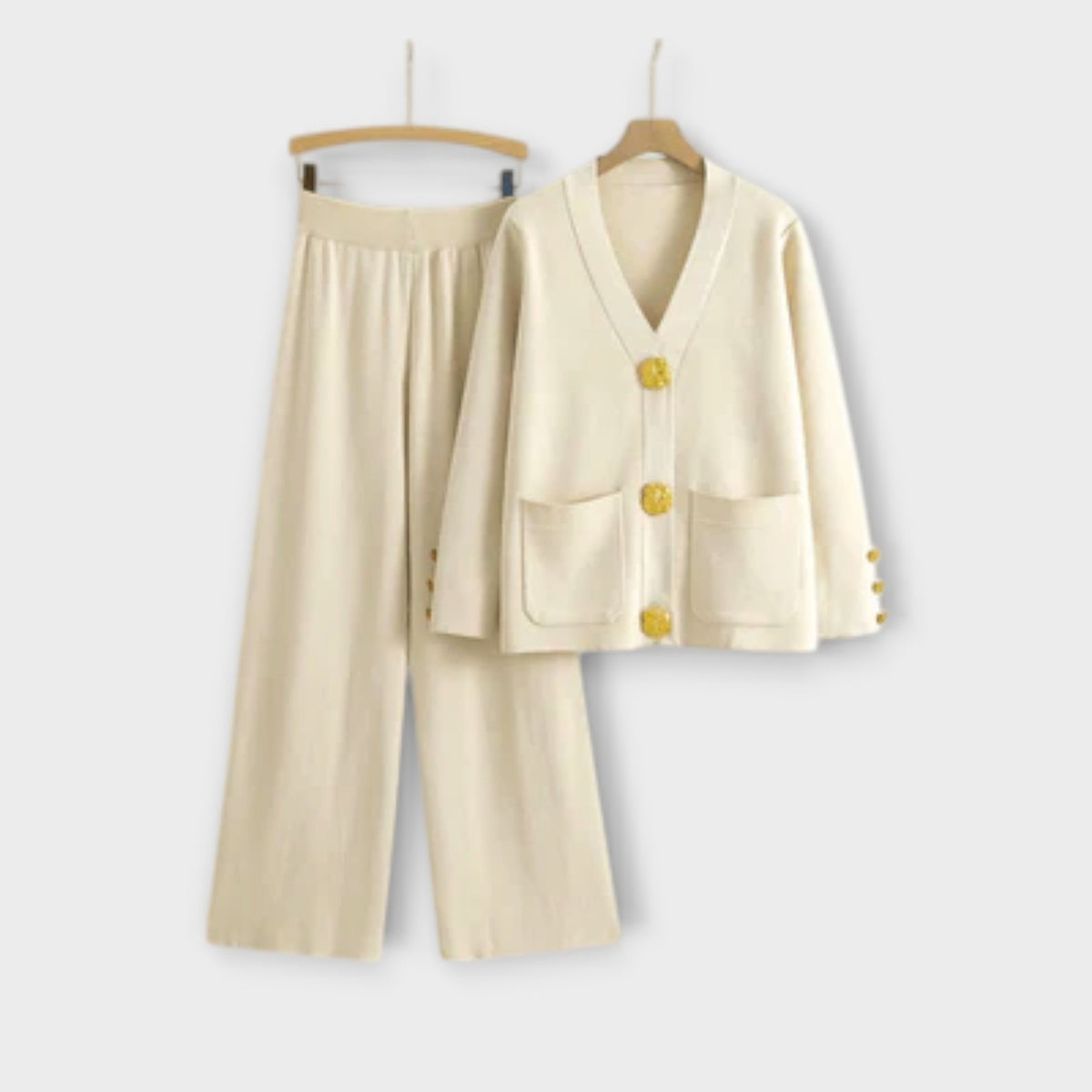 Angela - Ensemble Élégant Crème avec Cardigan