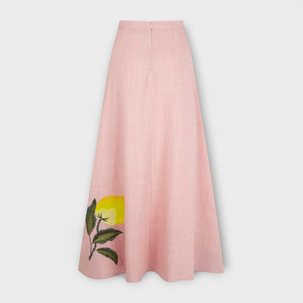 Cosima - Ensemble Rose à Imprimé Citron et Jupe Midi