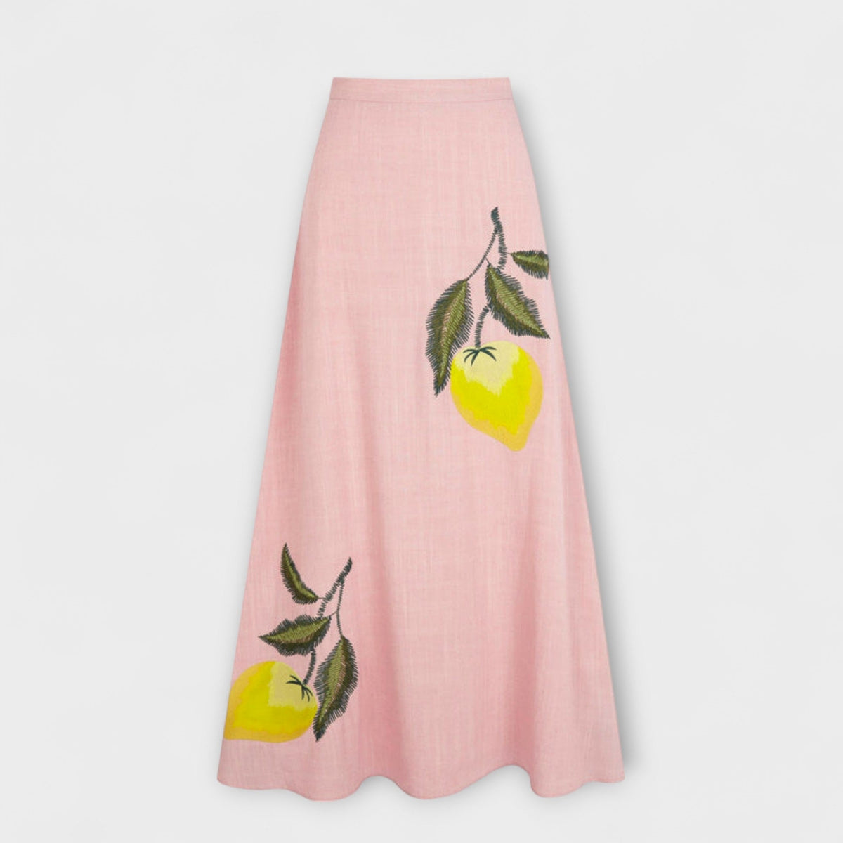 Cosima - Ensemble Rose à Imprimé Citron et Jupe Midi
