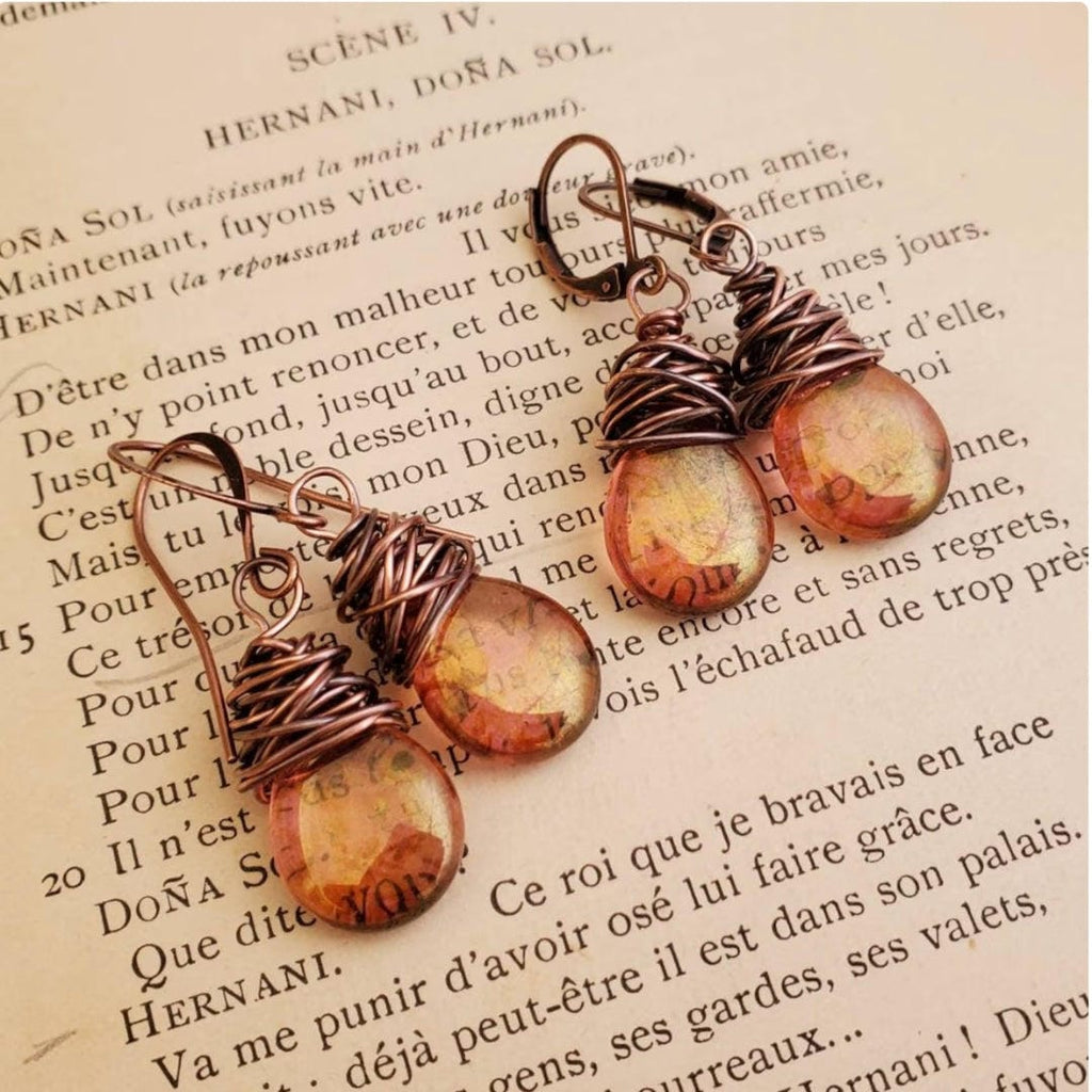 Boucles d’oreilles gouttes effet ambre