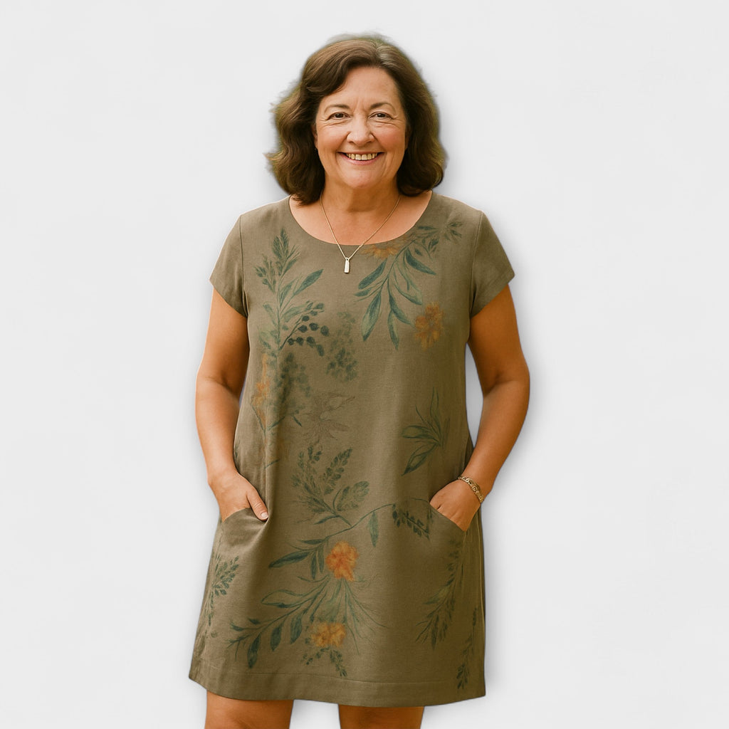 Willow - Robe d'Été Bleu Gris à Motif Feuilles