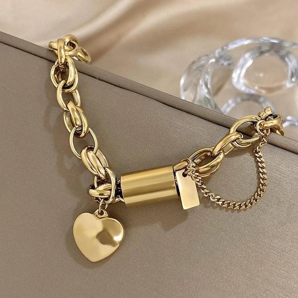 Bracelet manchette large doré