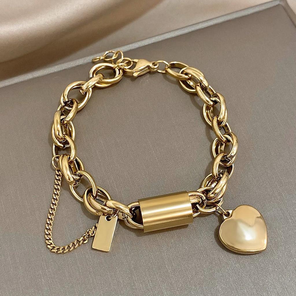 Bracelet manchette large doré