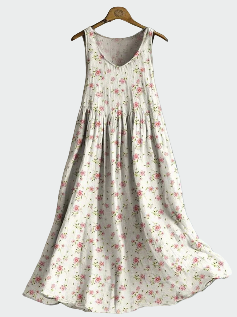 Robe Blanche à Bretelles et Fleurs Délicates