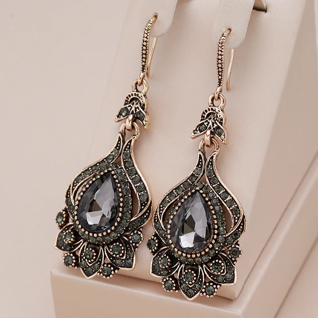 Boucles d’oreilles mandala à cristal noir