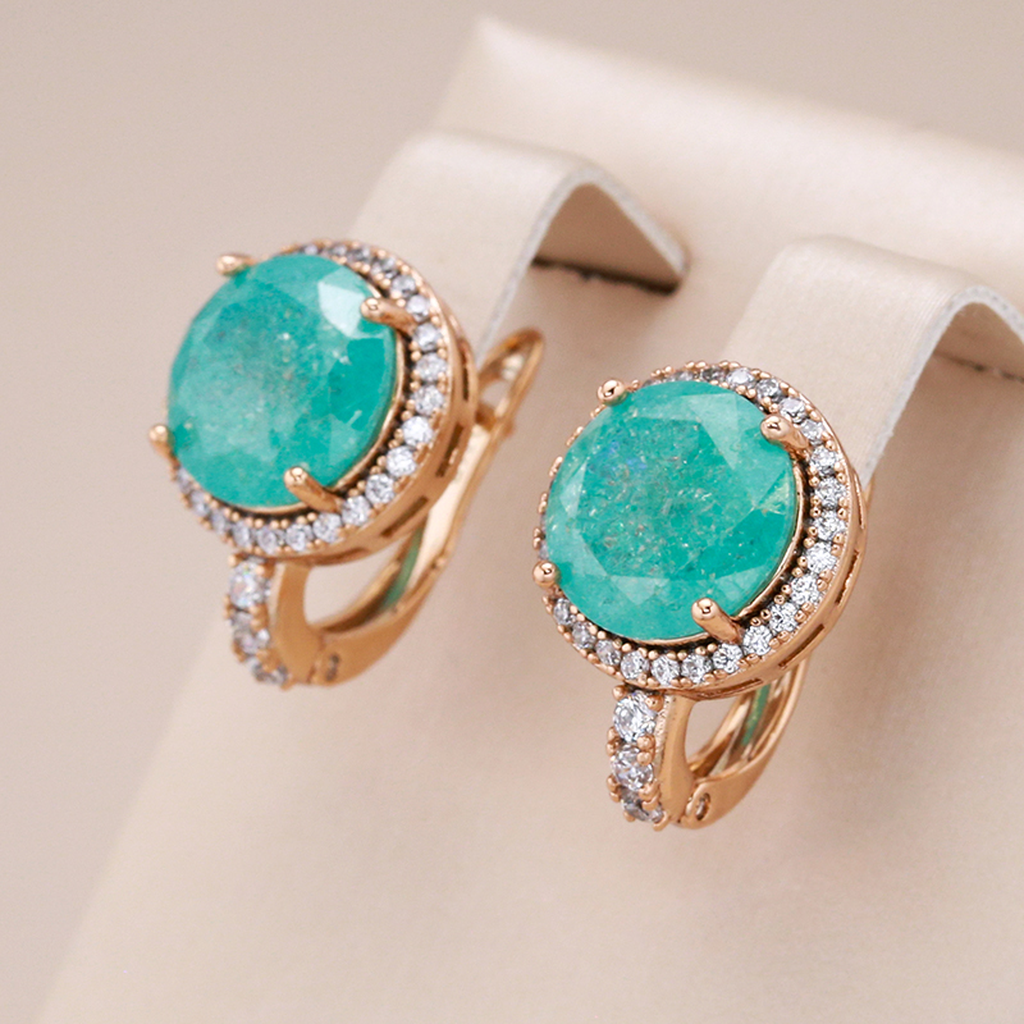 Boucles d’oreilles élégantes turquoise et opale | Doré